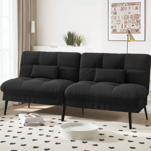 Soffa med sängfunktion - Gästsängsoffa 3-sits - med justerbart ryggstöd i svart