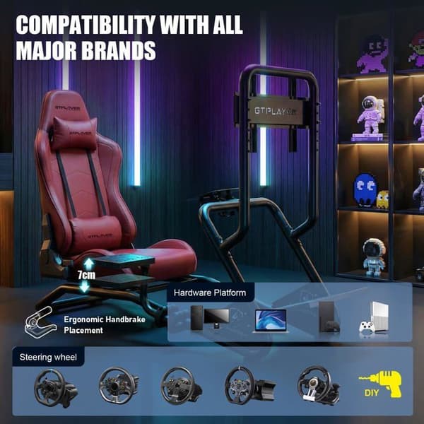 Körsimulator - GTPLAYER - Standardmodell - Justerbart säte - 3D-högtalare - Skärmstöd