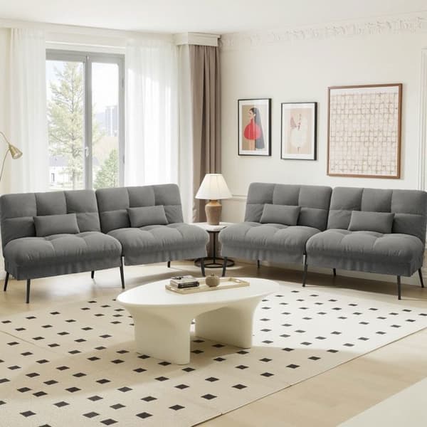 Soffa med sängfunktion - Gästsängsoffa 3-sits - med justerbart ryggstöd i grått