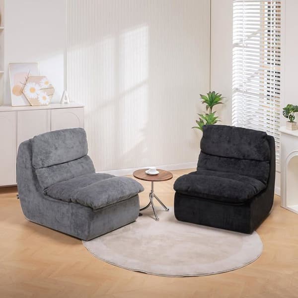 Soffa-säng Futon svart sammet, djup sittdel - komfortskum, utan montering. Vardagsrum/sovrum, Grå