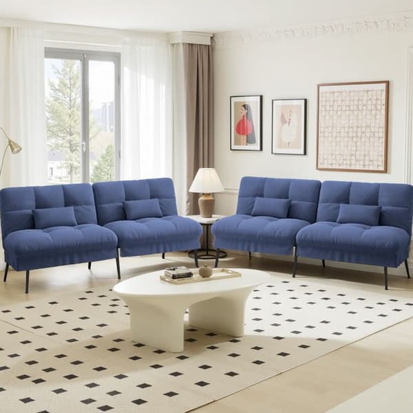 Soffa med sängfunktion - Gästsängsoffa 3-sits - med justerbart ryggstöd i blått