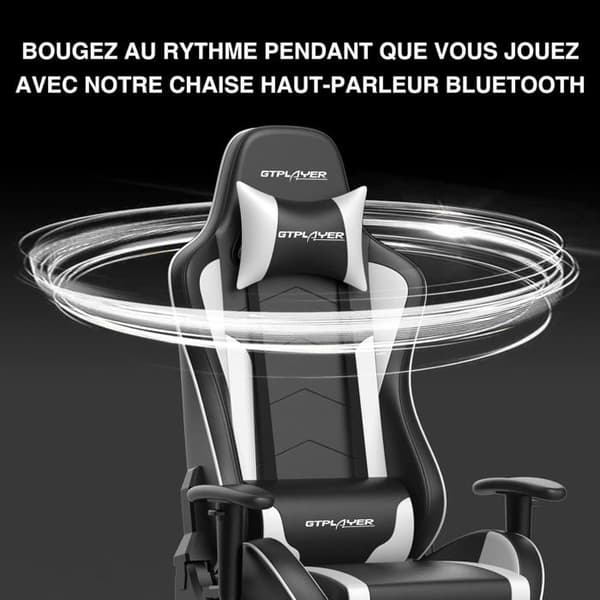 Gamingstol - GTPLAYER - Bluetooth-högtalare - Ergonomisk design - Justerbara armstöd