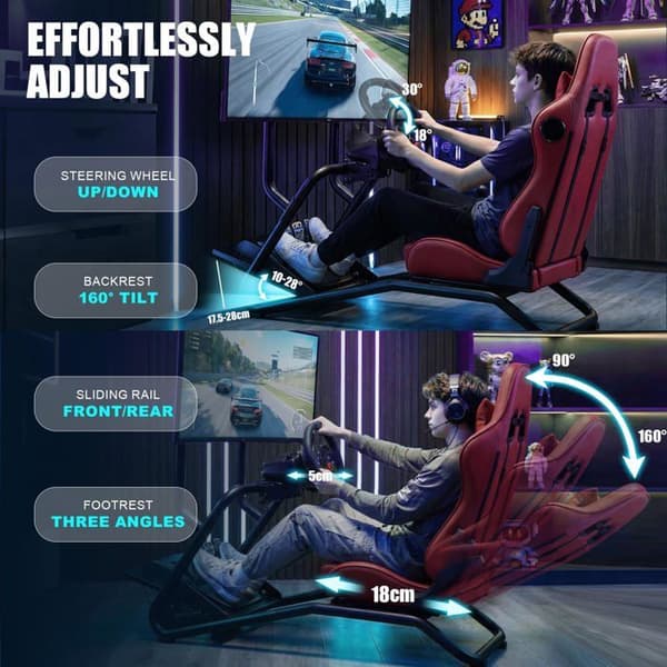 Körsimulator - GTPLAYER - Standardmodell - Justerbart säte - 3D-högtalare - Skärmstöd