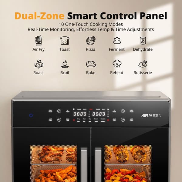 AIRMSEN 30L Ovn, 1800W, Multifunktionel Digital Touch Control, Bordovn, Sort