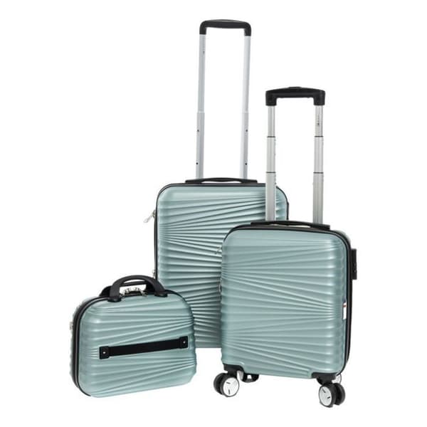Set med 2 utvidgade hårda resväskor + 30% mer volym + necessär - Lys Paris 323/3 - Mint - Mint -