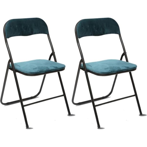 Set med 2 vikbara stolar i sammet "Easy" Atmosphera - 52x44x79 - Blå