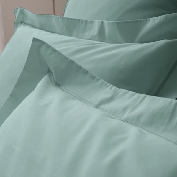 Kuddfodral i kammad percale bomull "Julian" alla storlekar Ren Bomull - 65x65 - Julian Céladon