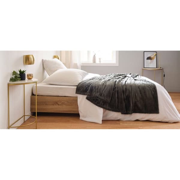 Rutig mikrofleece "Dolce" 150 x 200 cm Toison d'or - Dolce Acier