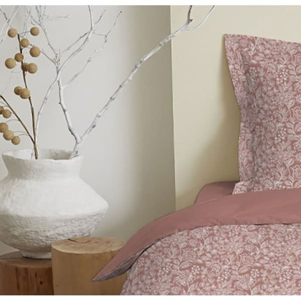 Sängkläder 4 delar för säng 140 x 190 cm Céleste persika - -