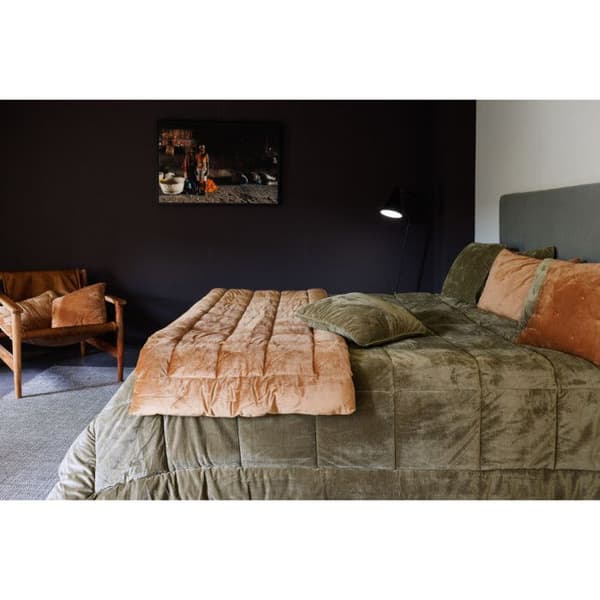 Pläd i quiltad sammet "Moki" 150 x 150 cm Vent du sud - Moki Camel - Moki Camel -