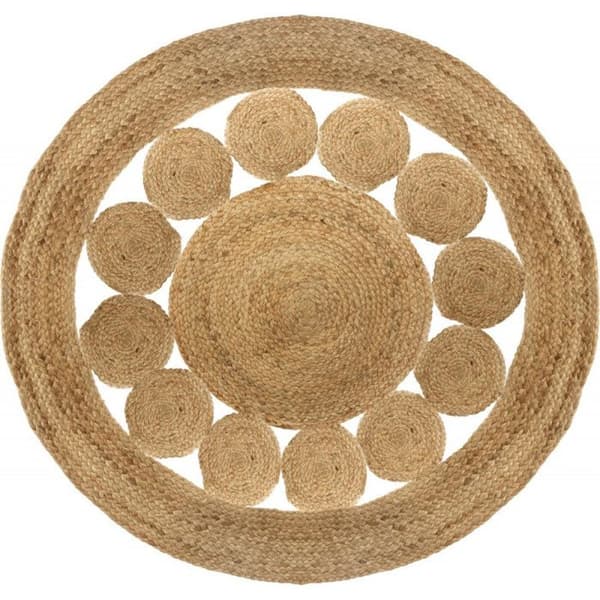 Rund jute matta med hål, diameter 80 cm Atmosphera - -