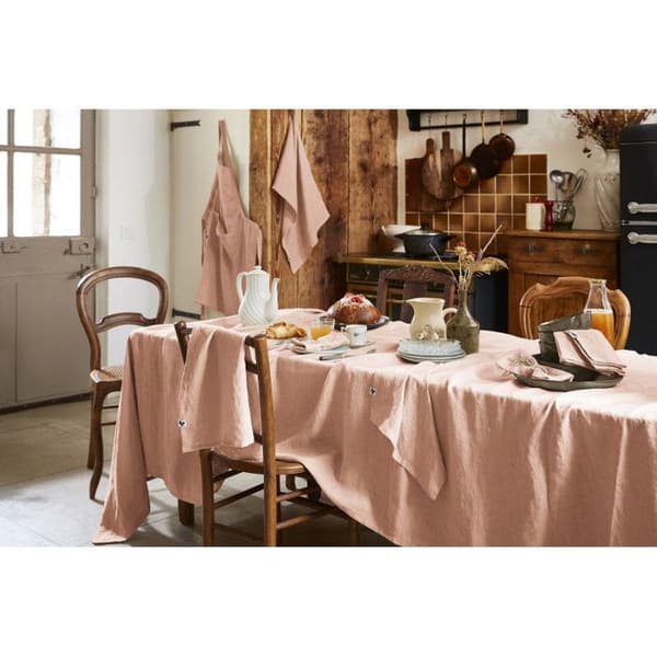Justerbart Kockförkläde "Soline" 70 x 85 cm Tvättad Lin - Gamla Rosa