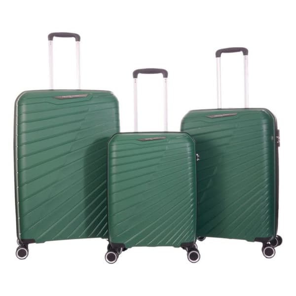 Set med 3 resväskor i polypropen "Travel Light" - LYS Paris 2500/3 - Grön -