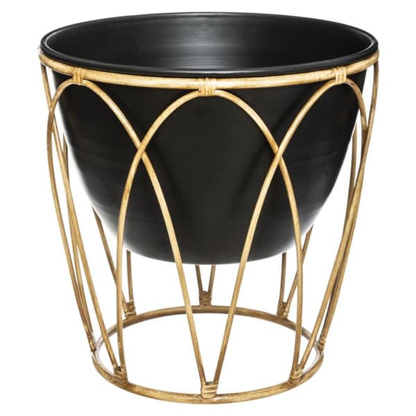 Set med 2 metallkrukor i bambuimitation "Asco" svart Atmosphera - -