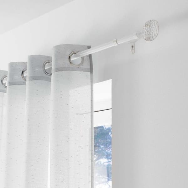 Utsträckbar Tringle i Komplett Kit (120 till 210 cm) "Bullette" - Vit