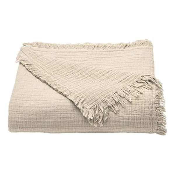 Fransad överkast "Brehat" Stonewashed bomull Guldull - 230x250 - Brehat Galet