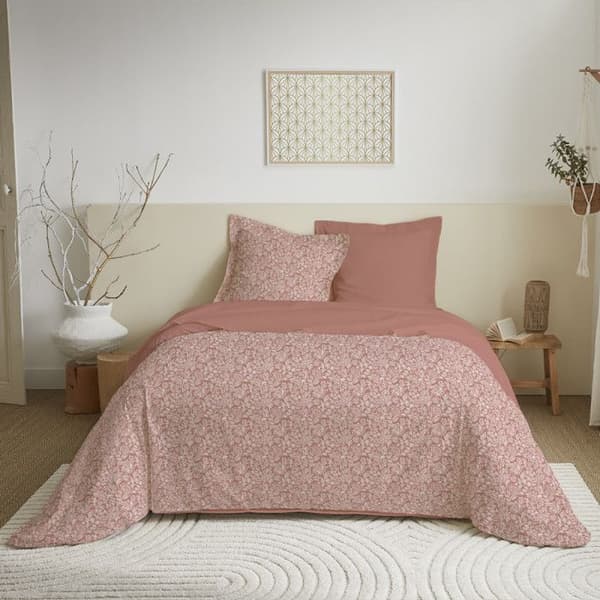 Sängkläder 4 delar för säng 140 x 190 cm Céleste persika - -
