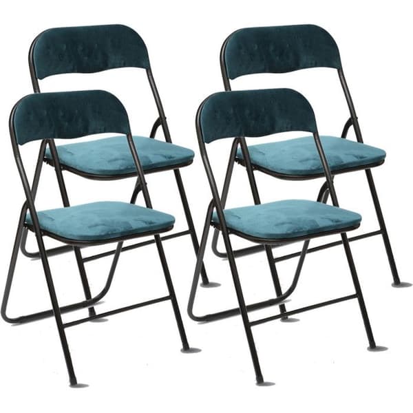 Set med 4 vikbara stolar i sammet "Easy" Atmosphera - 52x44x79 - Blå
