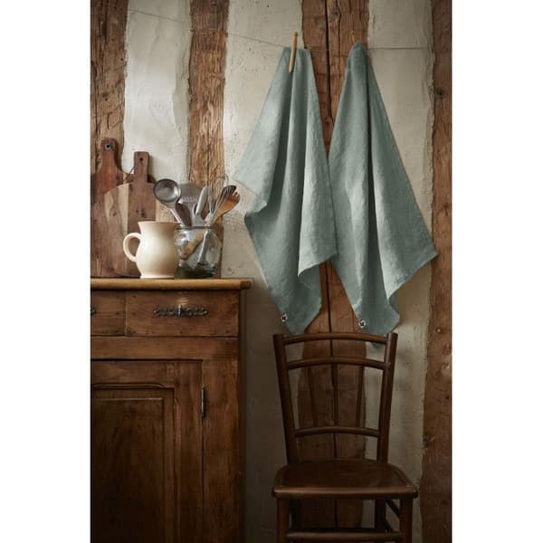 Set med 2 handdukar "Soline" 50 x 70 cm Tvättad lin - Soline Eucalyptus - Soline Eucalyptus -