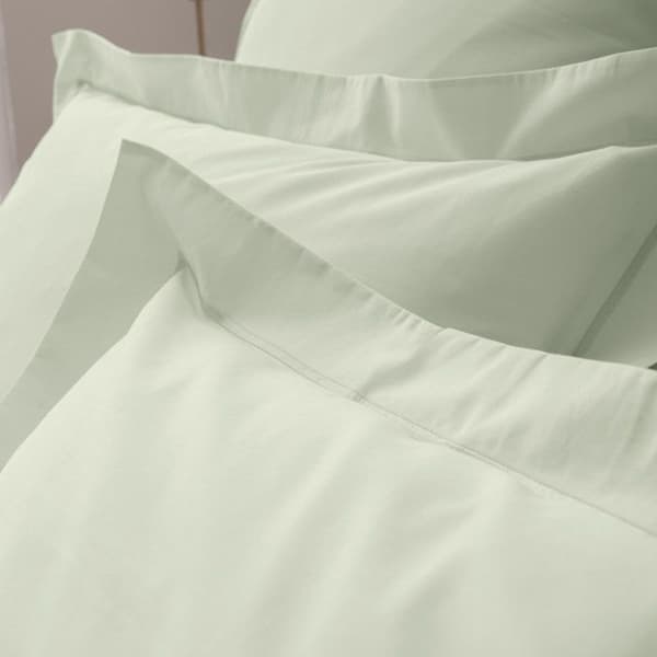 Kuddfodral i kammad percale bomull "Julian" alla storlekar Ren Bomull - 65x65 - Julian Vattengrön