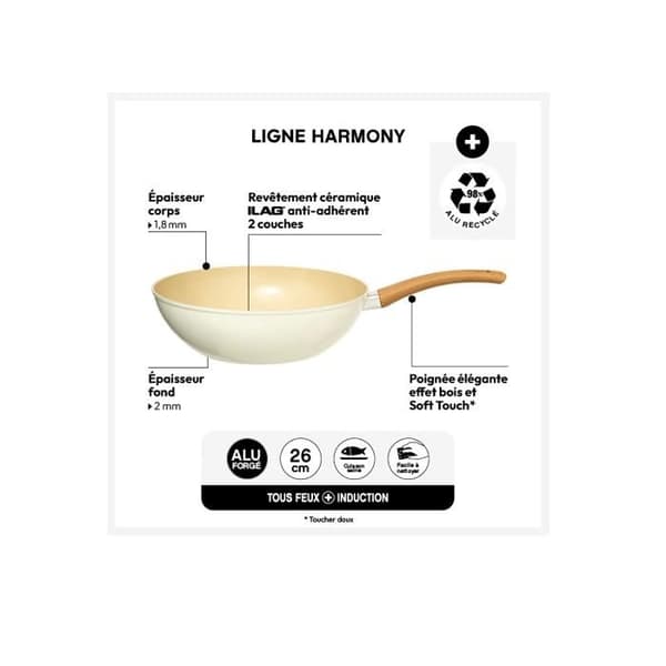 Wok i smitt aluminium "Harmony" diameter 28 cm