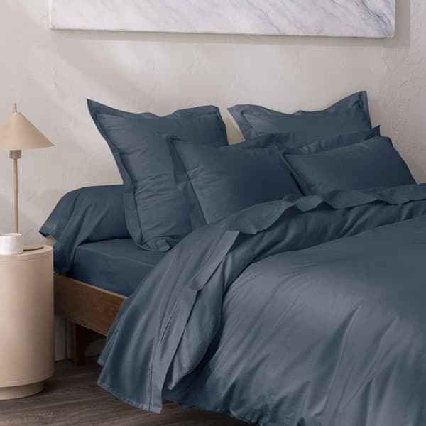 Kuddfodral i percale av kammad bomull "Julian" Ren Bomull - 45x185 - Julian Blå Bläck