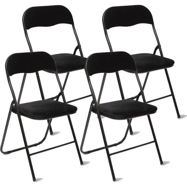 Set med 4 Atmosphera "Easy" sammetsfällbara stolar - Svart