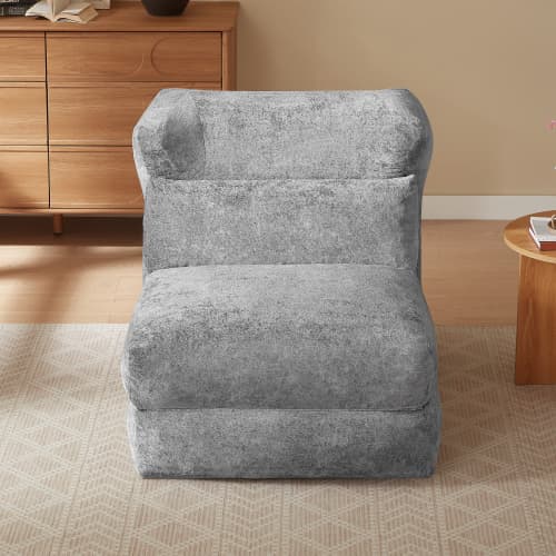 Chenille fåtölj med vilstolsfunktion modern design för vardagsrum och sovrum vit relaxfåtölj
