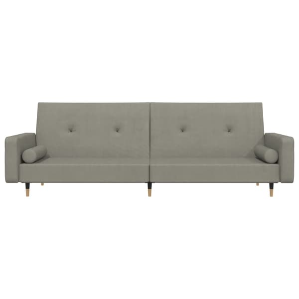 Bäddsoffa 2-sits med två kuddar ljusgrå sammet