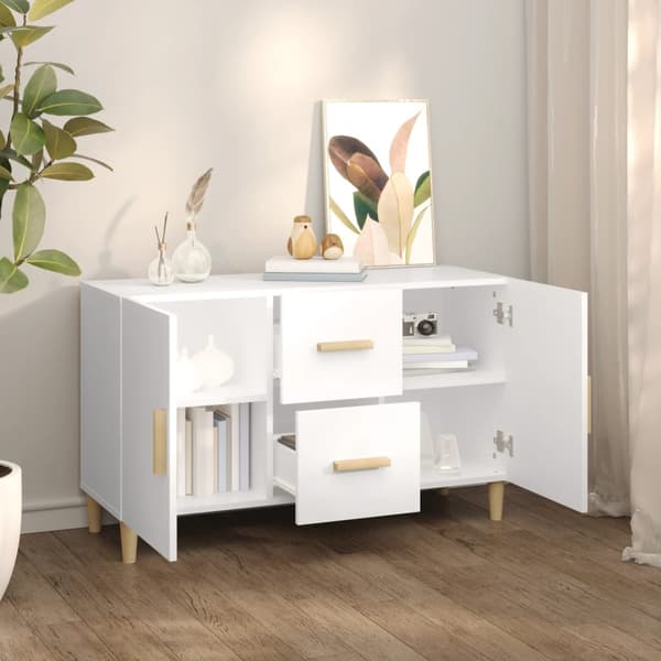 Skänk vit 100x36x60 cm konstruerat trä