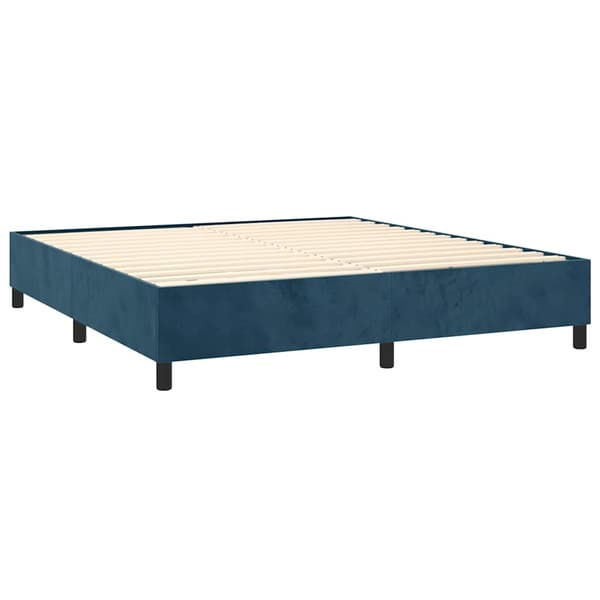 Boxspring-sängram mörkblå 200x200 cm sammet