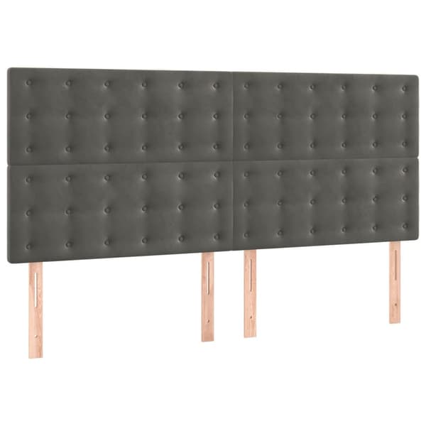 Sänggavel mörkgrå 180x5x118/128 cm sammet
