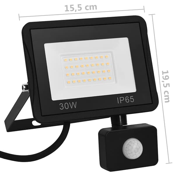 Strålkastare med sensor 30 W LED varmvit