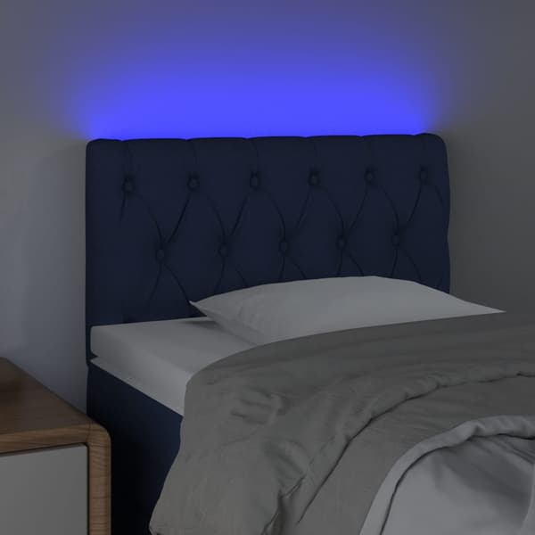Sänggavel LED blå 80x7x78/88 cm tyg