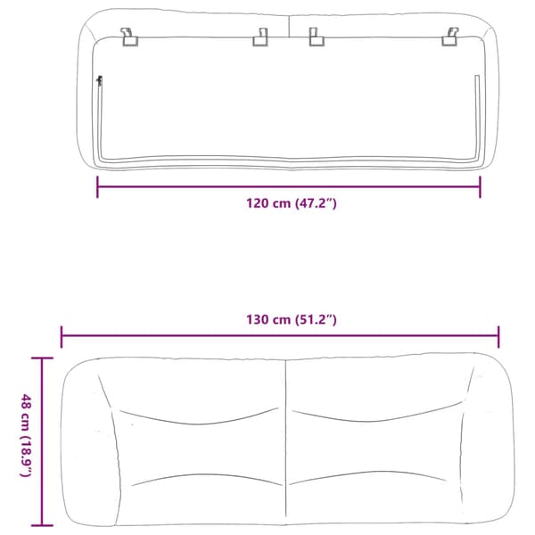 Headboard Cushion "Hvar" White 120 cm Faux Leather
