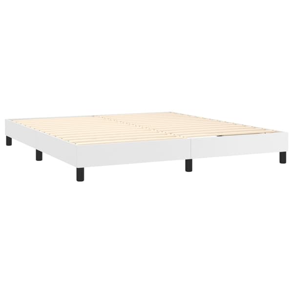 Ramsäng med madrass & LED vit 180x200 cm konstläder