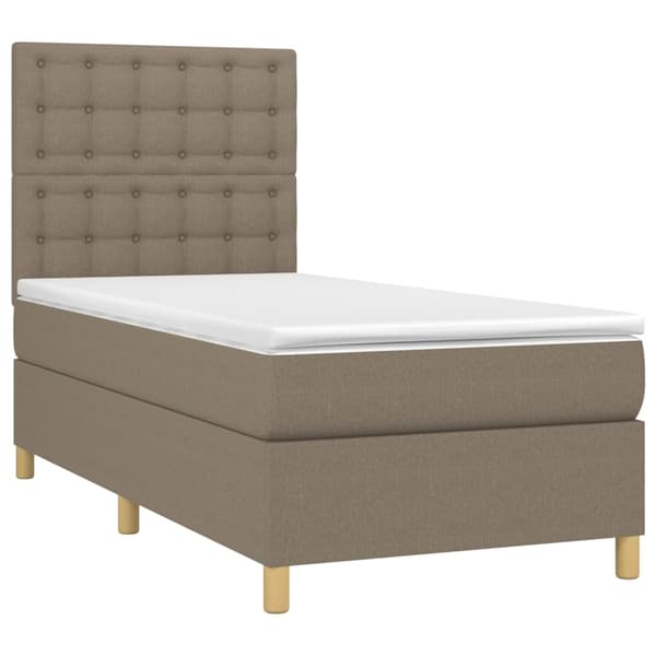 Ramsäng med madrass taupe 100x200 cm tyg