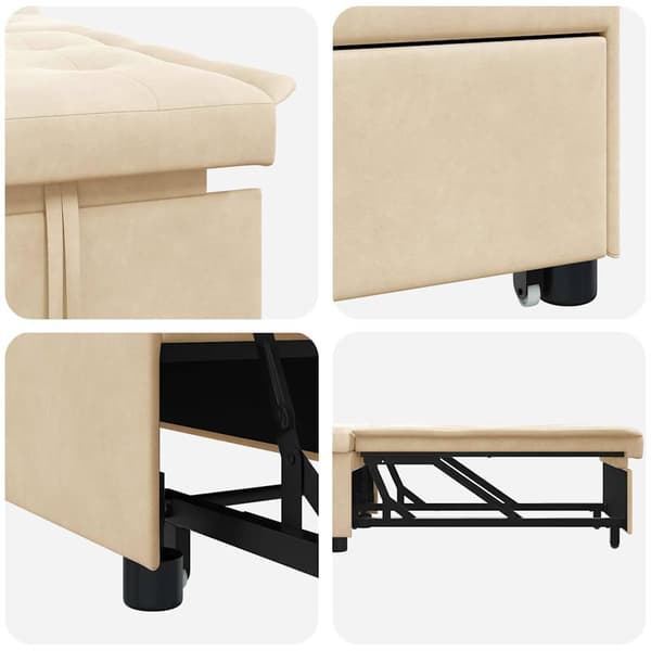 Pull Out Sofa Bed Kräm 194 x 67 x 82 cm Mikrofiber