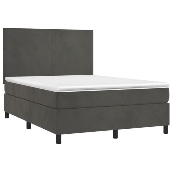 Ramsäng med madrass mörkgrå 140x190 cm sammet