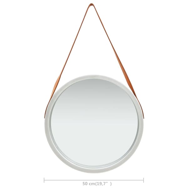 Väggspegel med rem 50 cm silver
