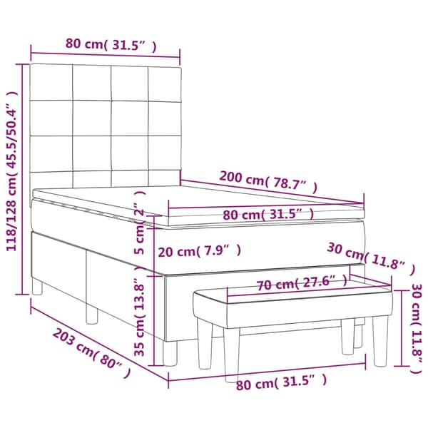 Ramsäng med madrass rosa 80x200 cm sammet