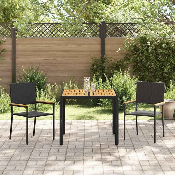 Trädgårdsmöbelset 3 pcs Svart konstrotting