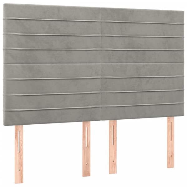 Ramsäng med madrass ljusgrå 140x200 cm sammet