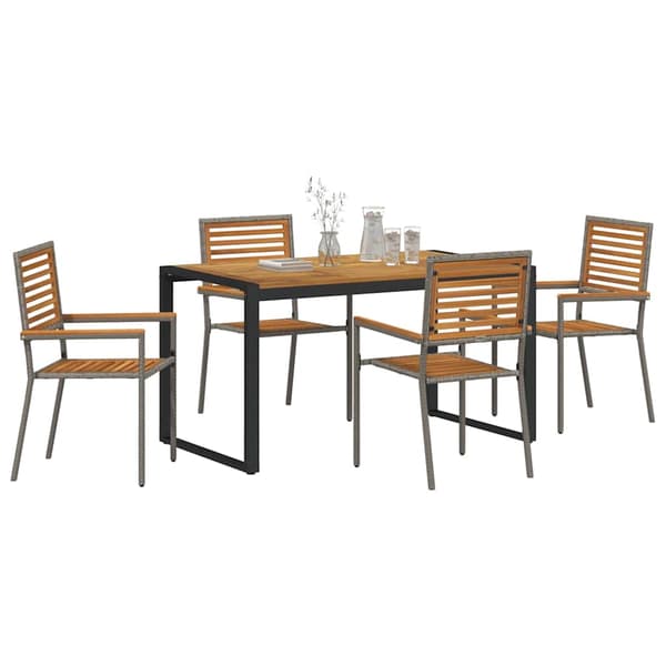 Trädgårdsmöbelset 5 pcs Grå och Brun konstrotting