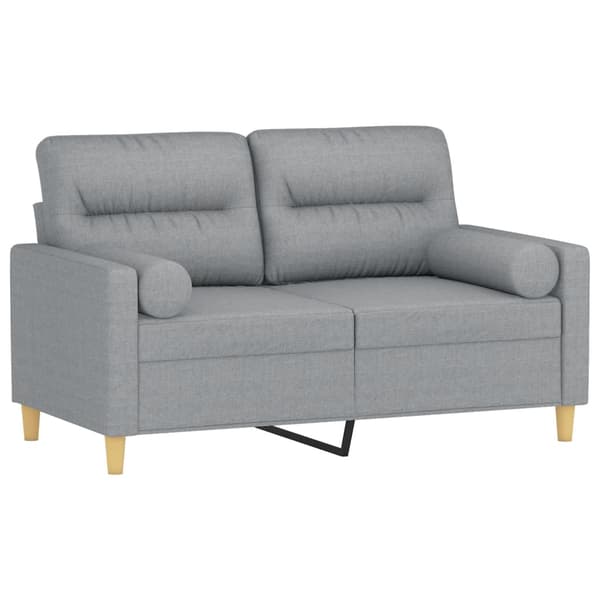 2-sits soffa med prydnadskuddar ljusgrå 120 cm tyg