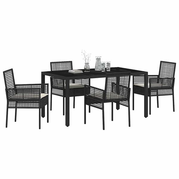 Trädgårdsmöbelset 5 pcs Svart konstrotting