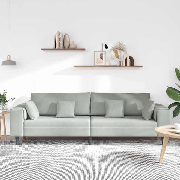 Soffa Ljusgrå 250 x 77 x 76 cm Sammet
