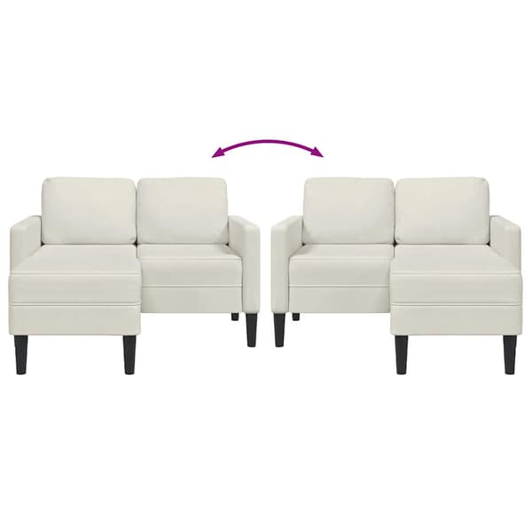2-sitssoffa med schäslong L-formad gräddvit 125 cm sammet