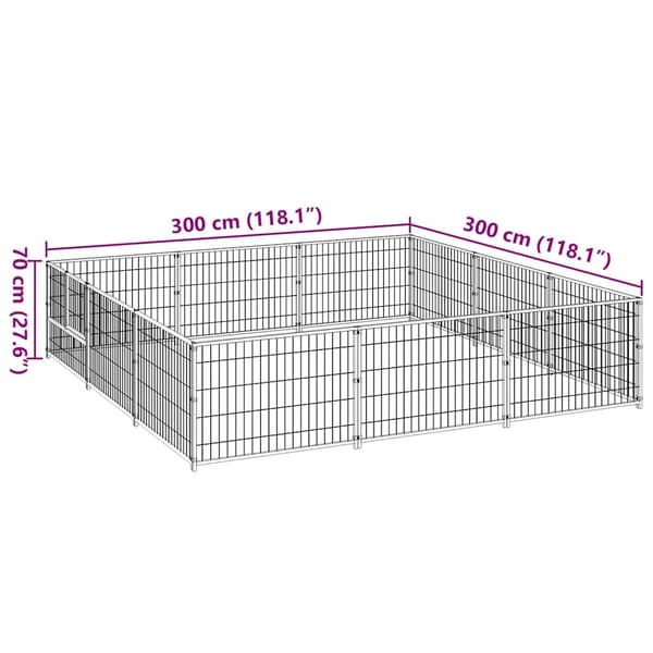 Hundgård svart 9 m² stål