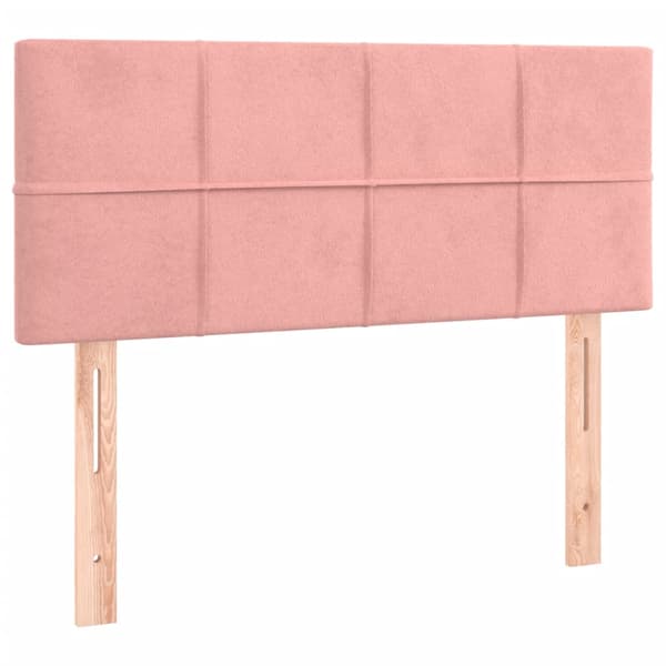 Ramsäng med madrass & LED rosa 90x200 cm sammet